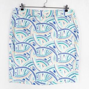 Lane Bryant Pencil Skirt Womens Sz 20 Multicolor Geometric Print Cotton Stretch